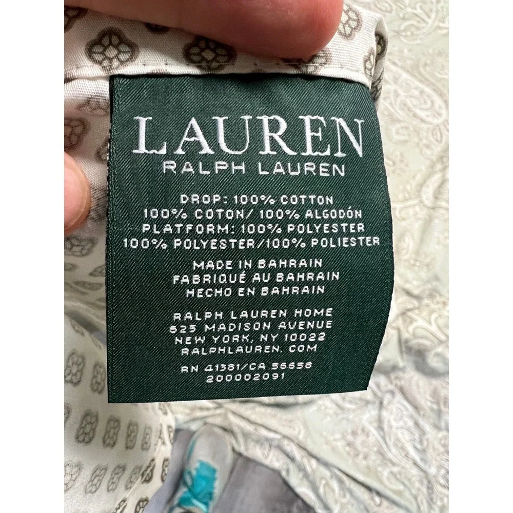 Ralph Lauren Home Comforter Set Full Queen  Green Paisley Cotton 3pc Reversible
